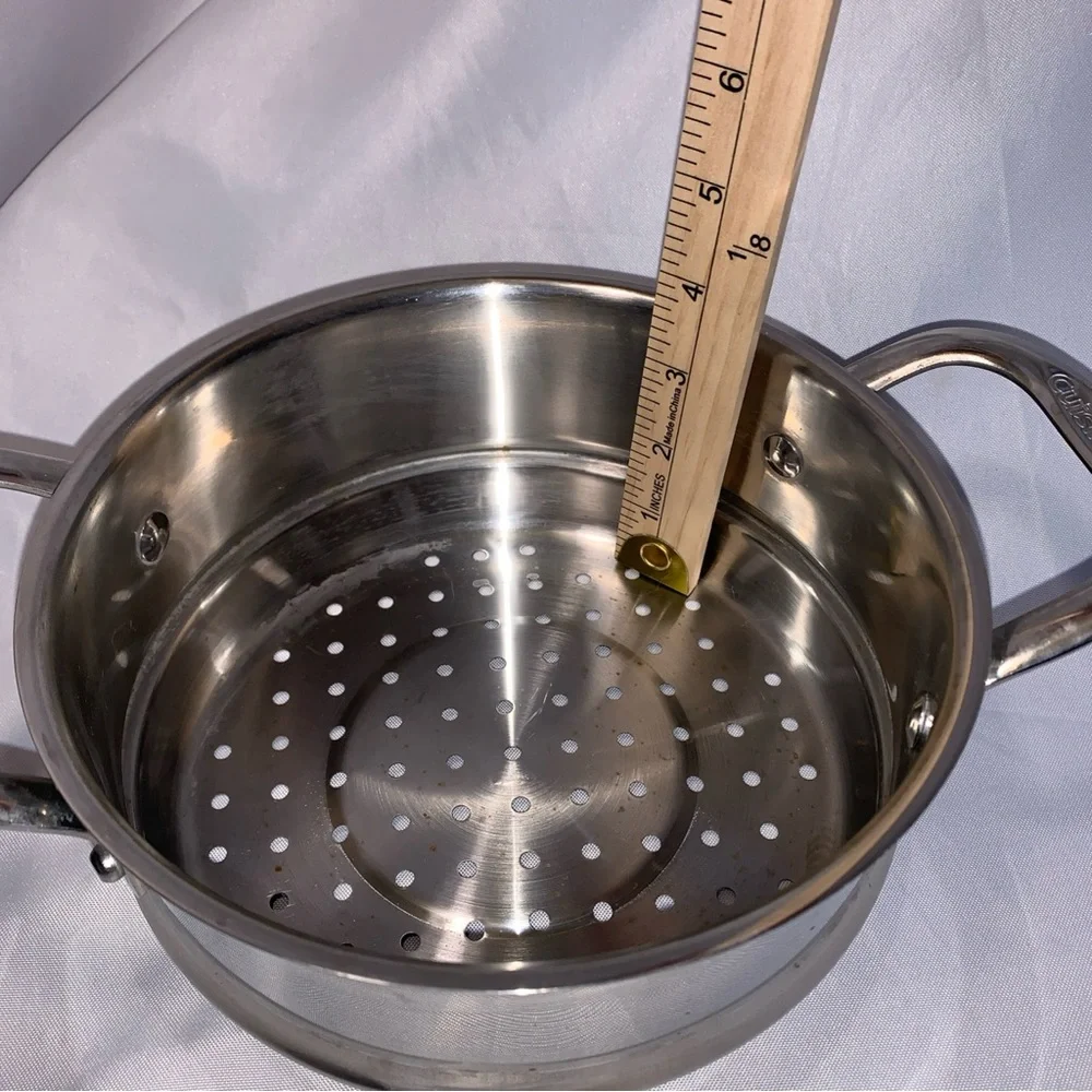 Cuisinart Steamer Strainer Silver Cookware Basket Pot Insert 7” Dual Handles